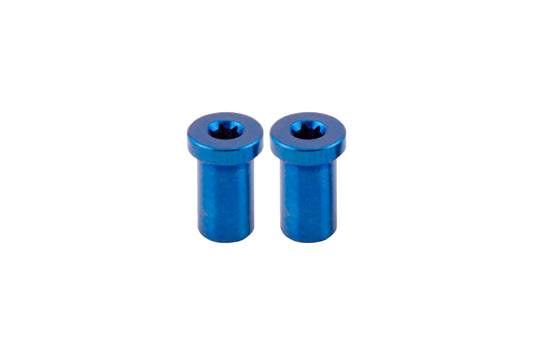 2 Blue Flat Head Titanium pivots side by side on white background