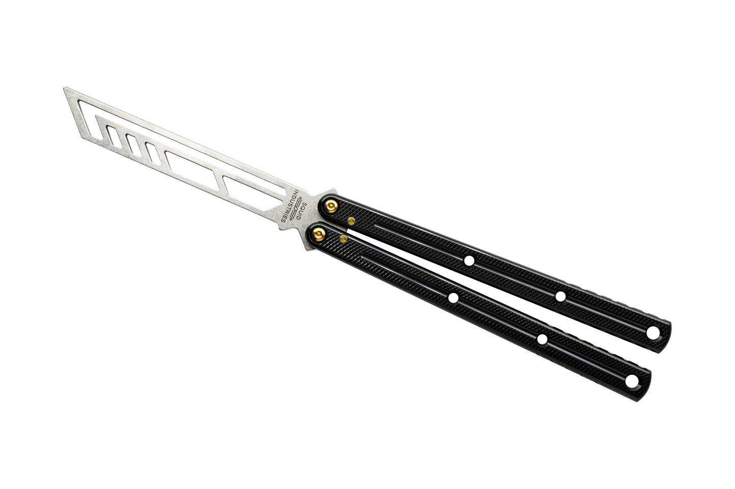titanium gold hardware black krake raken v3 balisong butterfly knife trainer