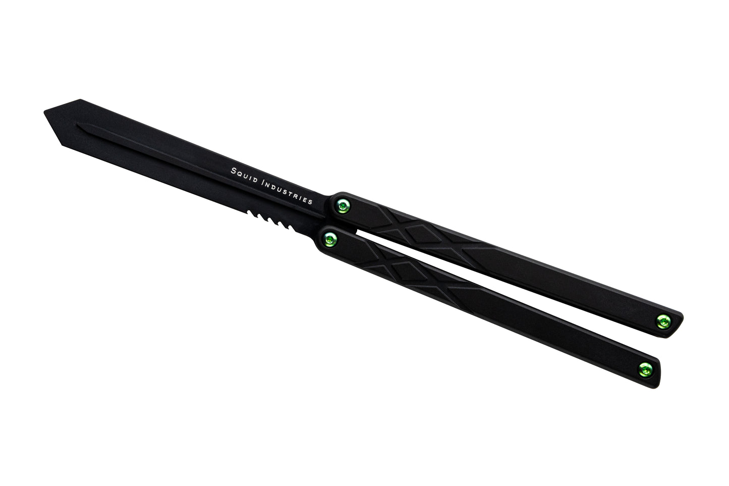 titanium green hardware black swordfish balisong butterfly knife trainer