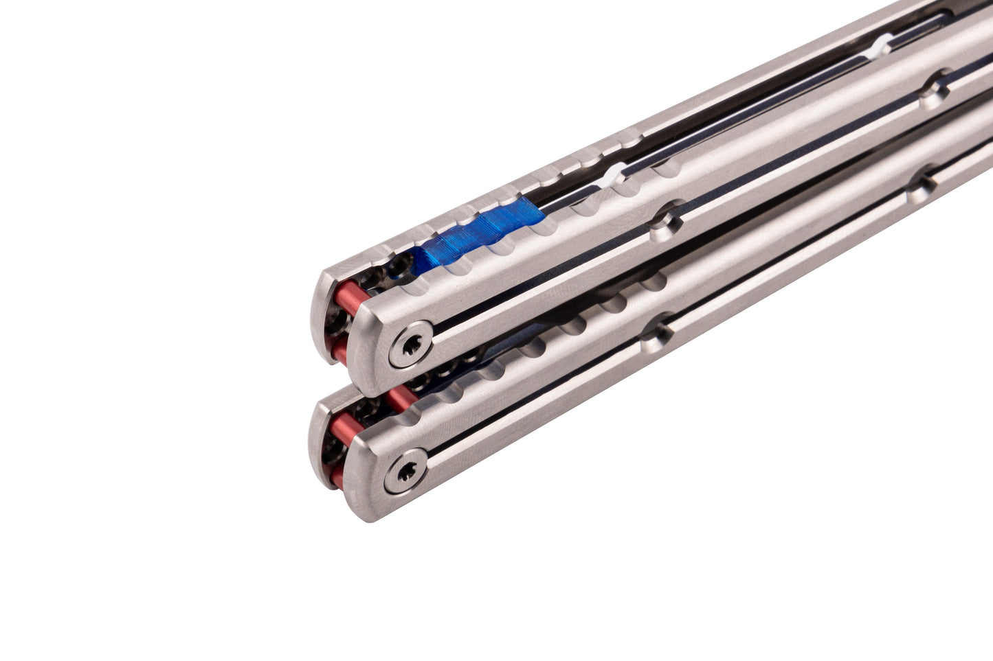 Zippy Spacer Blue with red weight pins on Titanium krake raken handles