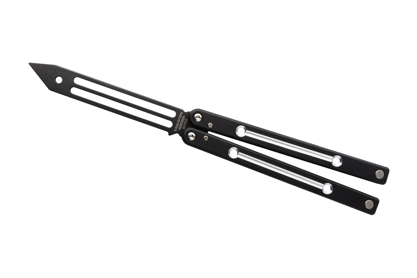inked black dual tone squidtrainer V4 Balisong Butterfly Knife Trainer