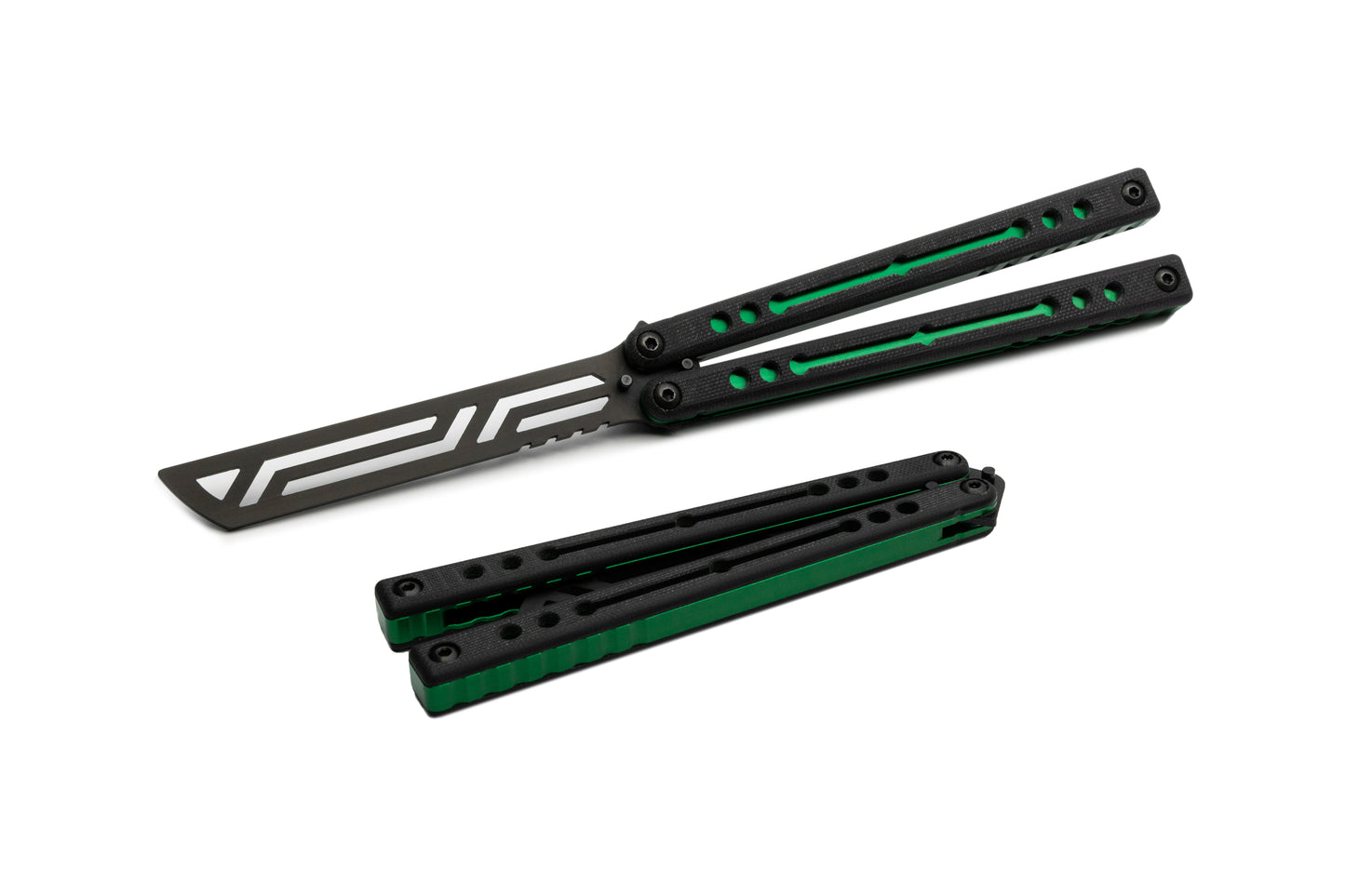 Inked Green NautilusV2 balisong with g10 scales