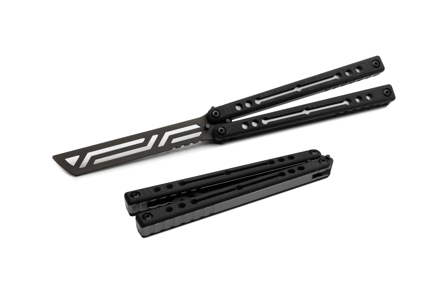 Inked Silver NautilusV2 balisong with g10 scales