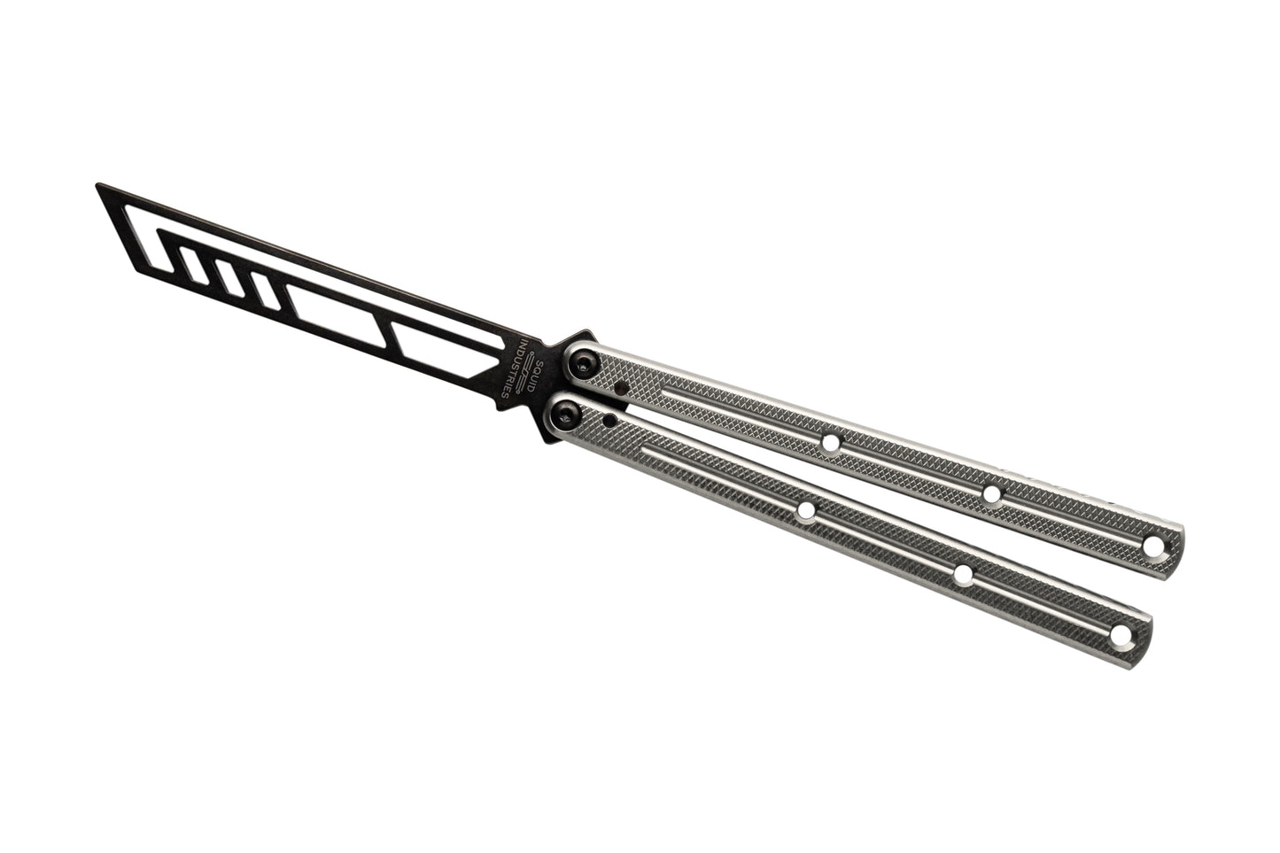 silver inked krake raken v3 butterfly knife trainer balisong