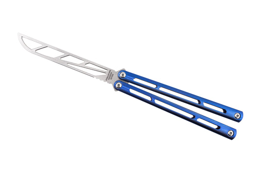 Anodized Blue Satin Tsunami Trainer In Open Position
