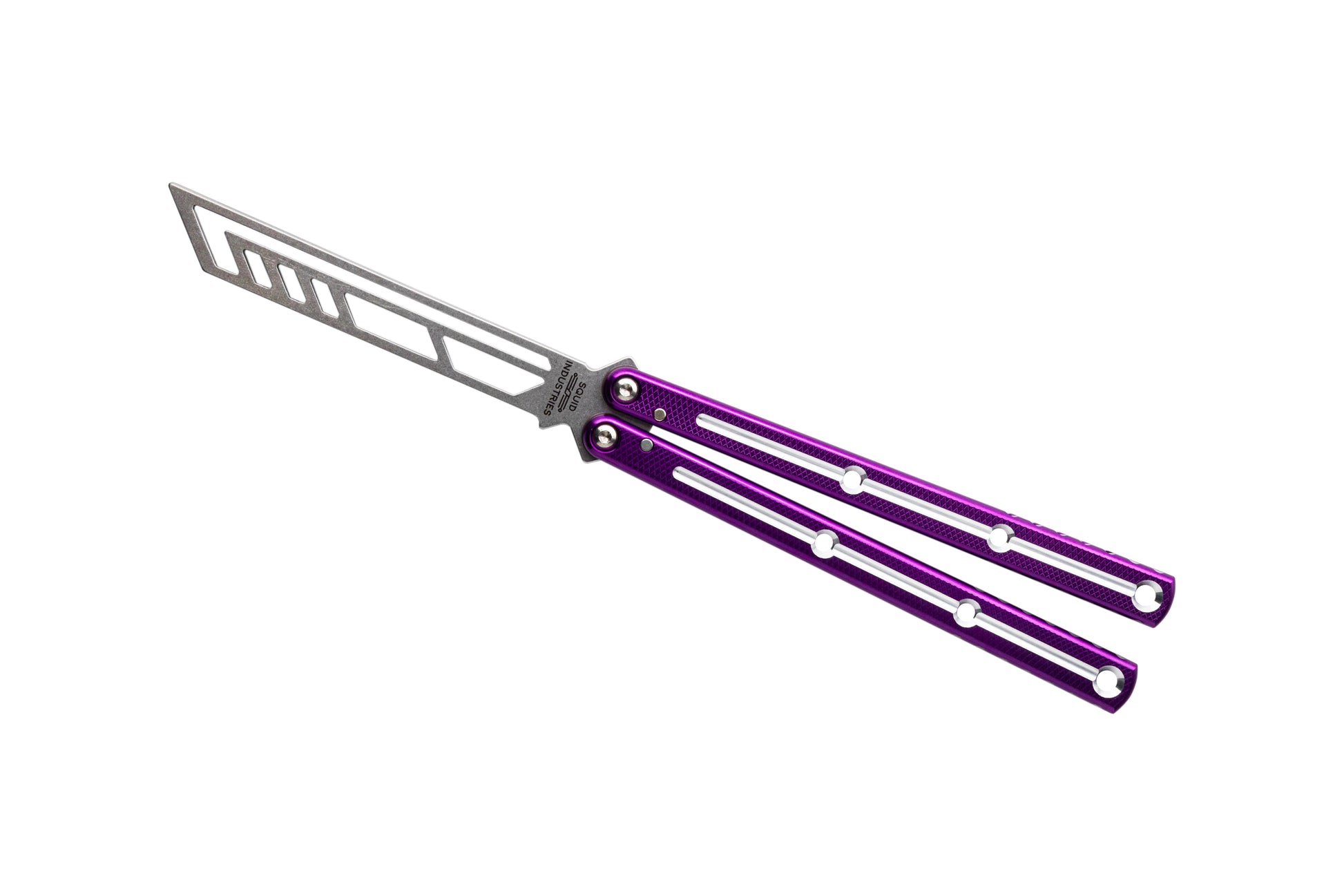 dual tone purple Krake Raken V3 Balisong Butterfly Knife Trainer 