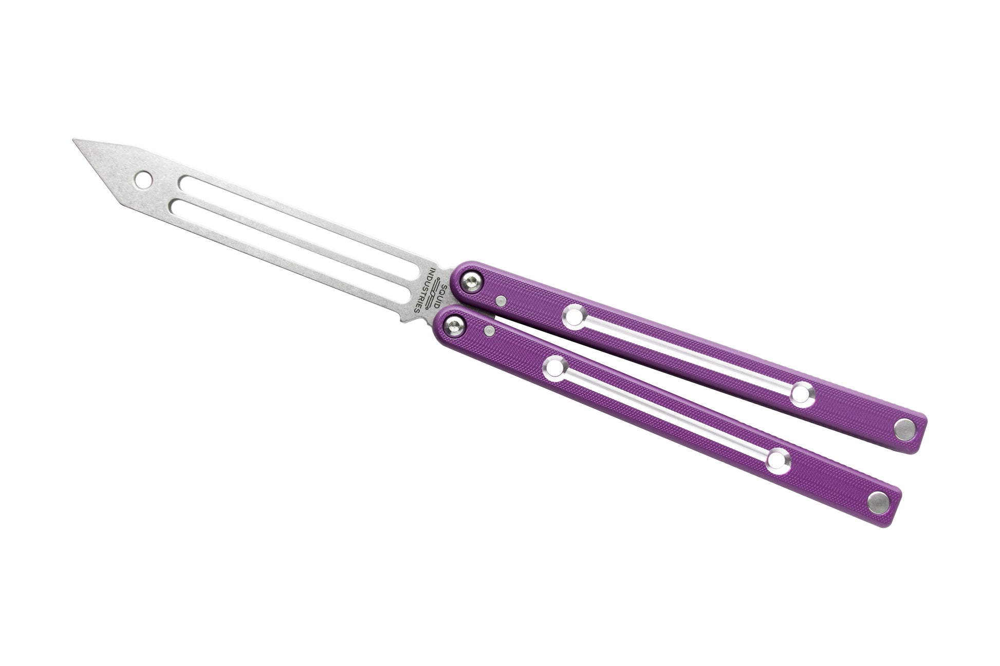 Dual-Tone Purple Clearance Blemished Squidtrainer V4 Balisong Butterfly Knife Trainer 