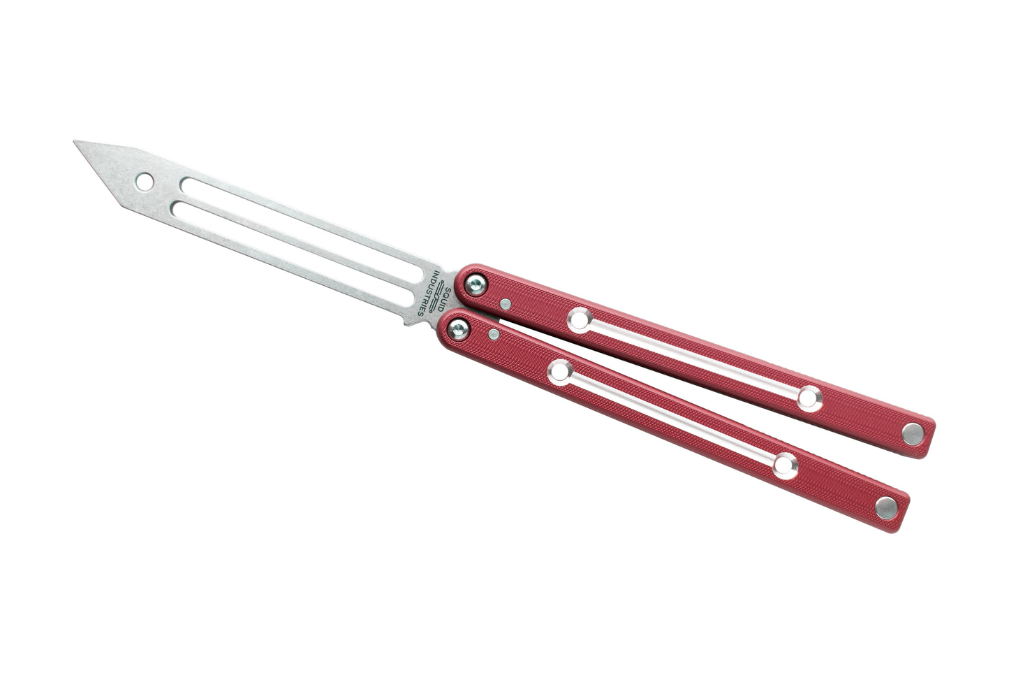 Dual-Tone Red Clearance Blemished Squidtrainer V4 Balisong Butterfly Knife Trainer 