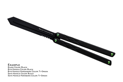 black handle black blade ti-green swordfish balisosng butterfly knife trainer fidget toy
