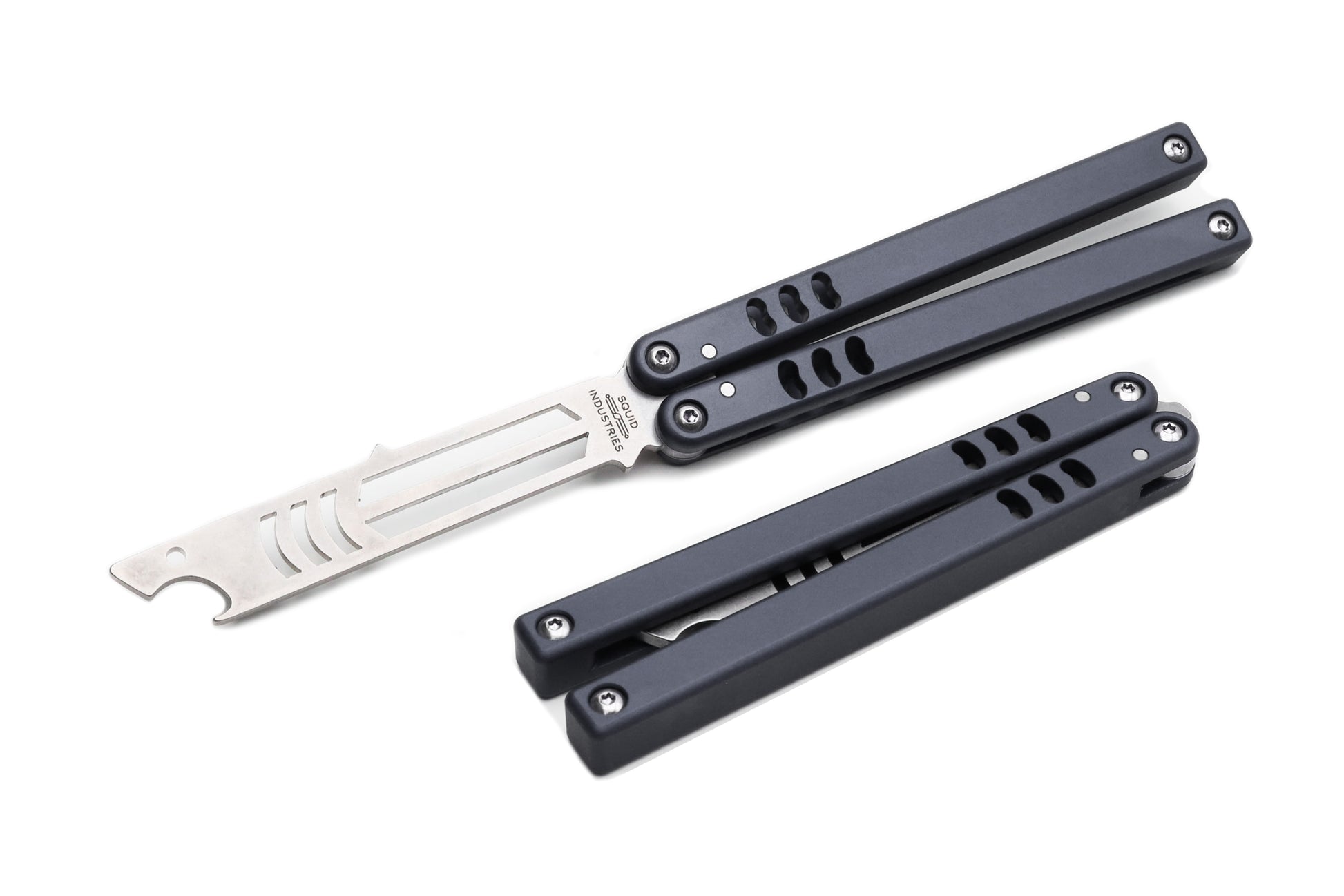 gunmetal mako butterfly knife trainer balisong bottle opener
