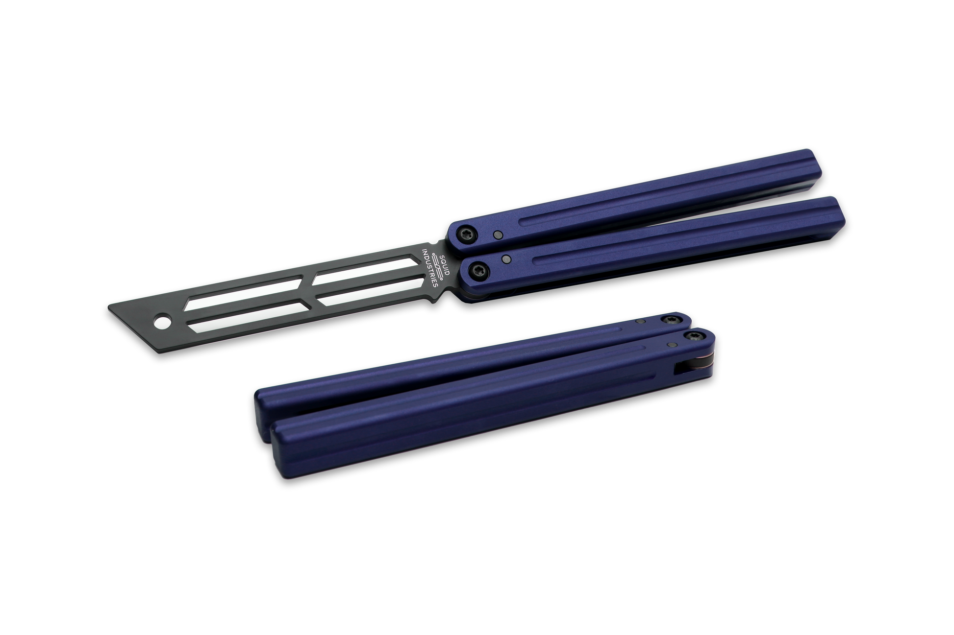 blue inked triton v2 butterfly knife trainer balisong