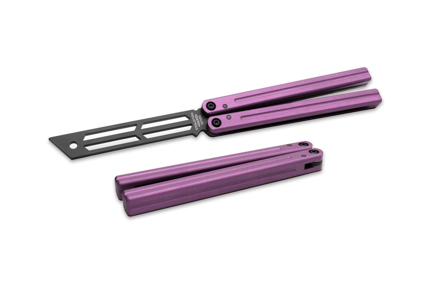 inked pink triton v2 balisong butterfly knife trainer open and closed