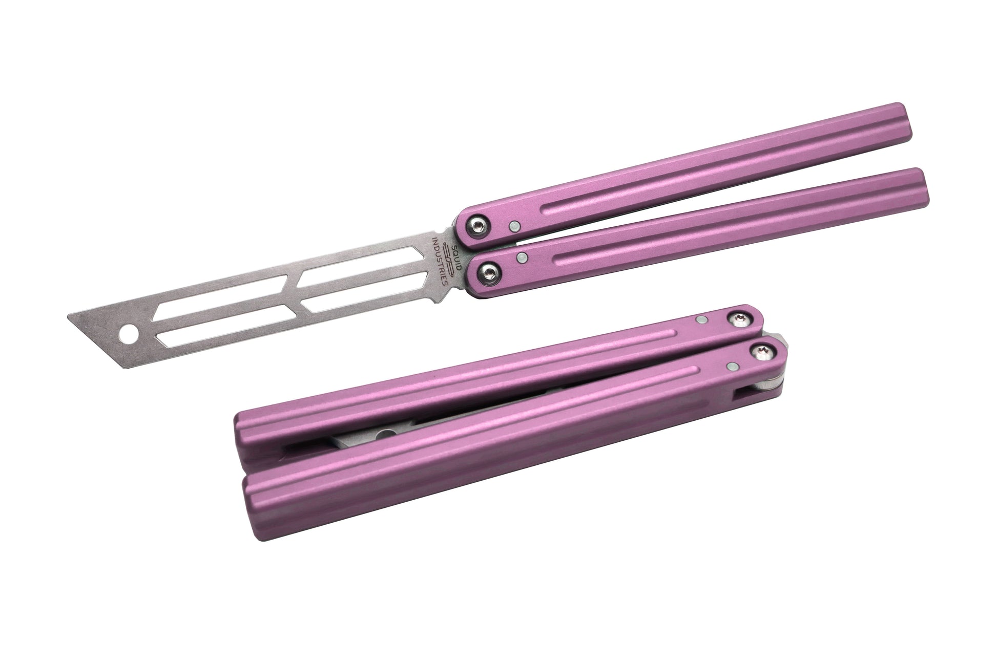 Pink triton balisong butterfly knife trainer open and close