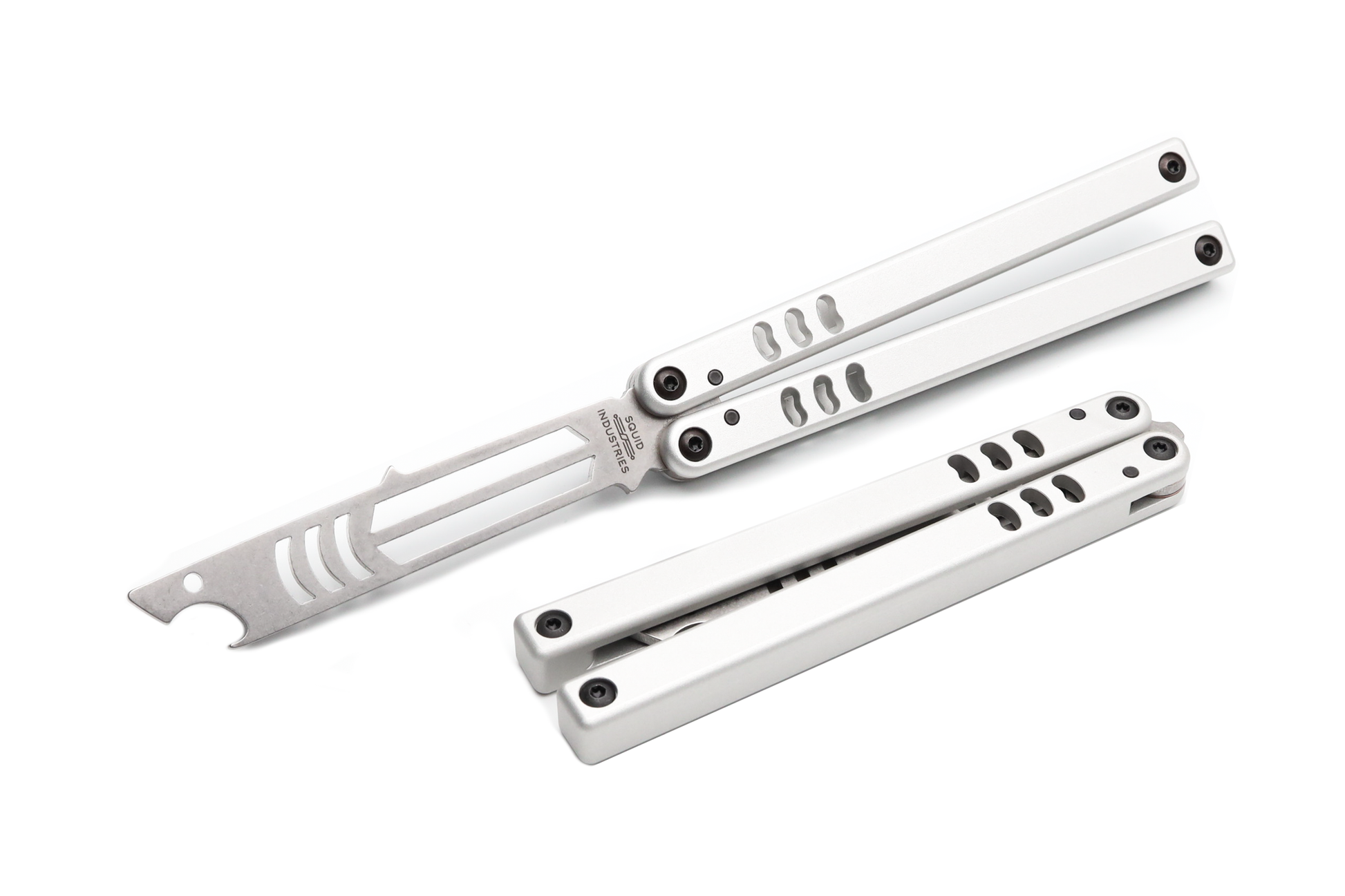 Silver Mako V4.5 bottle opener balisong butterfly knife trainer