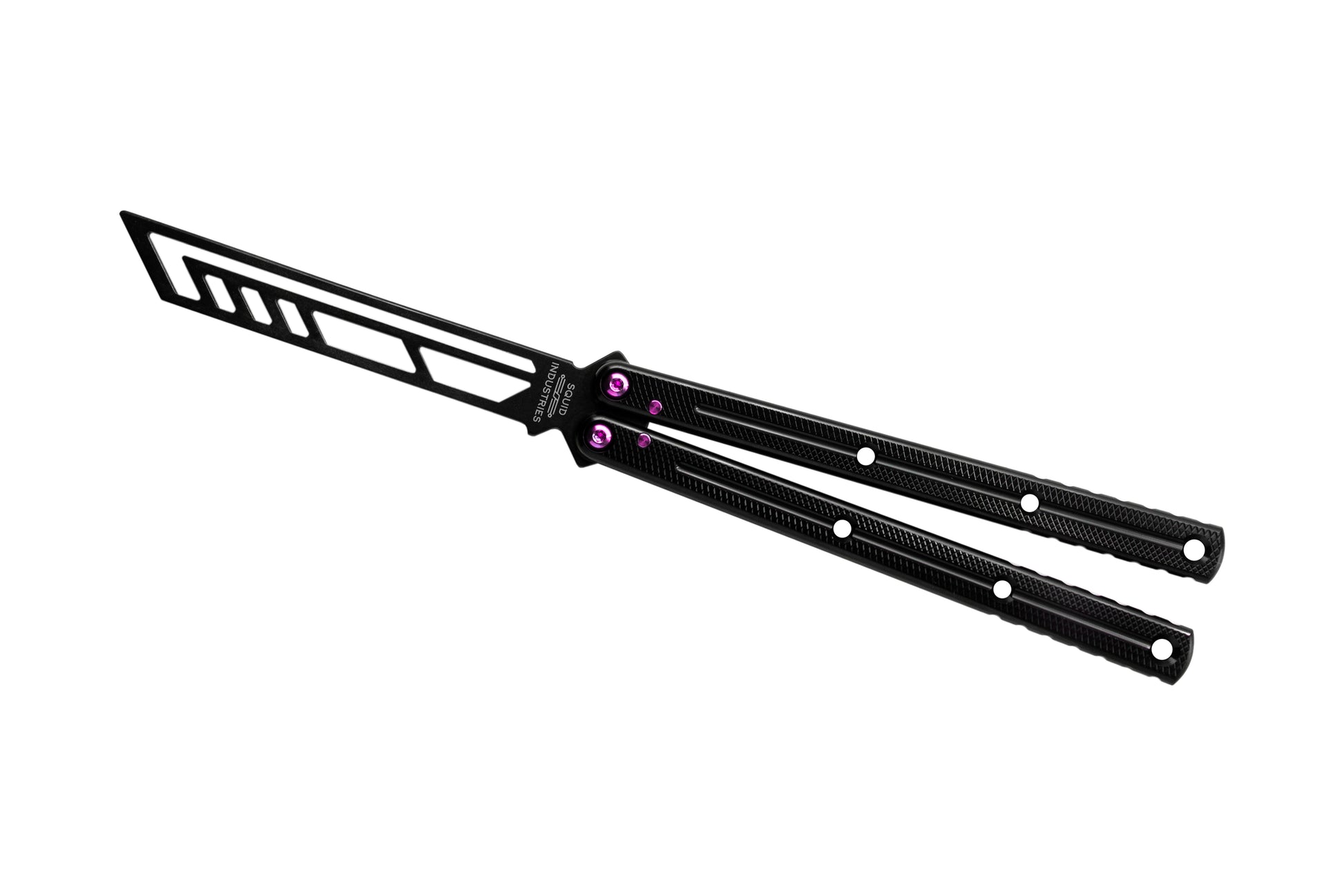 titanium magenta inked black krake raken v3 balisong butterfly knife trainer 