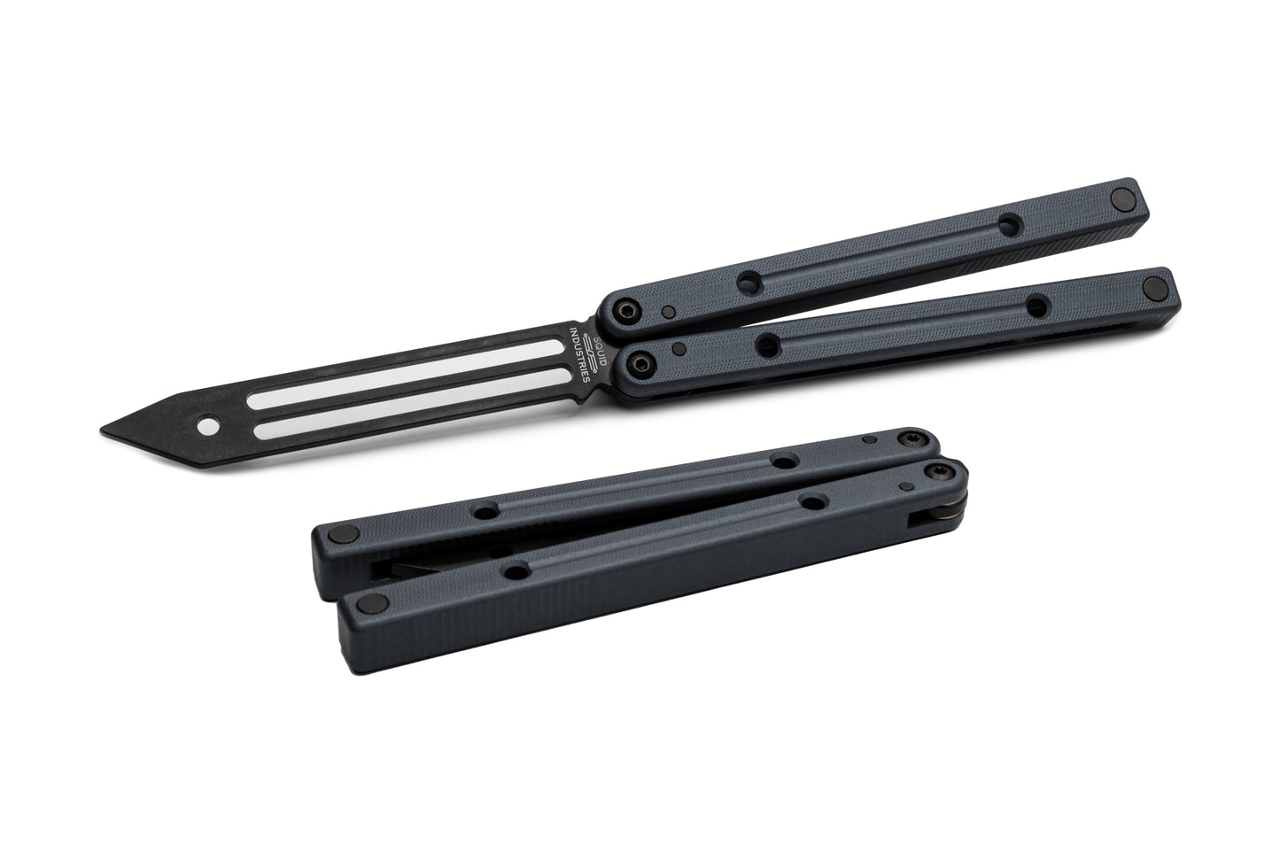 gunmetal inked squidtrainer v4 butterfly knife trainer balisong