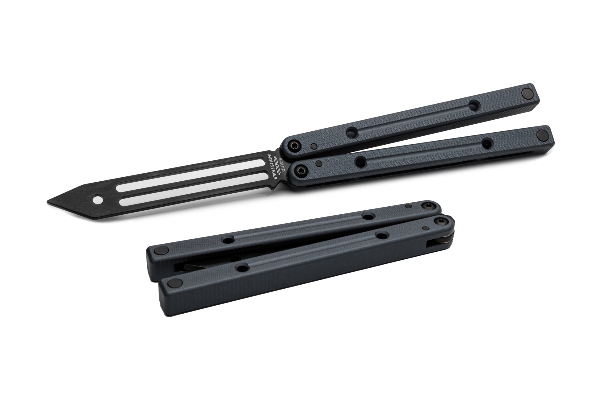 gunmetal inked squidtrainer v4 butterfly knife trainer balisong