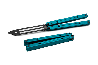 teal inked squidtrainer v4 butterfly knife trainer balisong