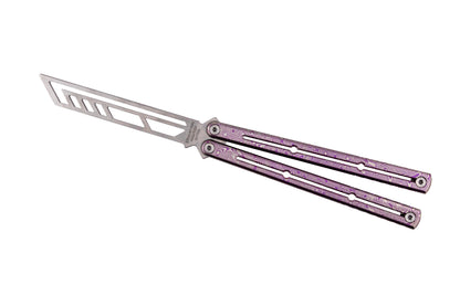 Magenta Engraved Dmascus Titanium krake Raken In Open Position