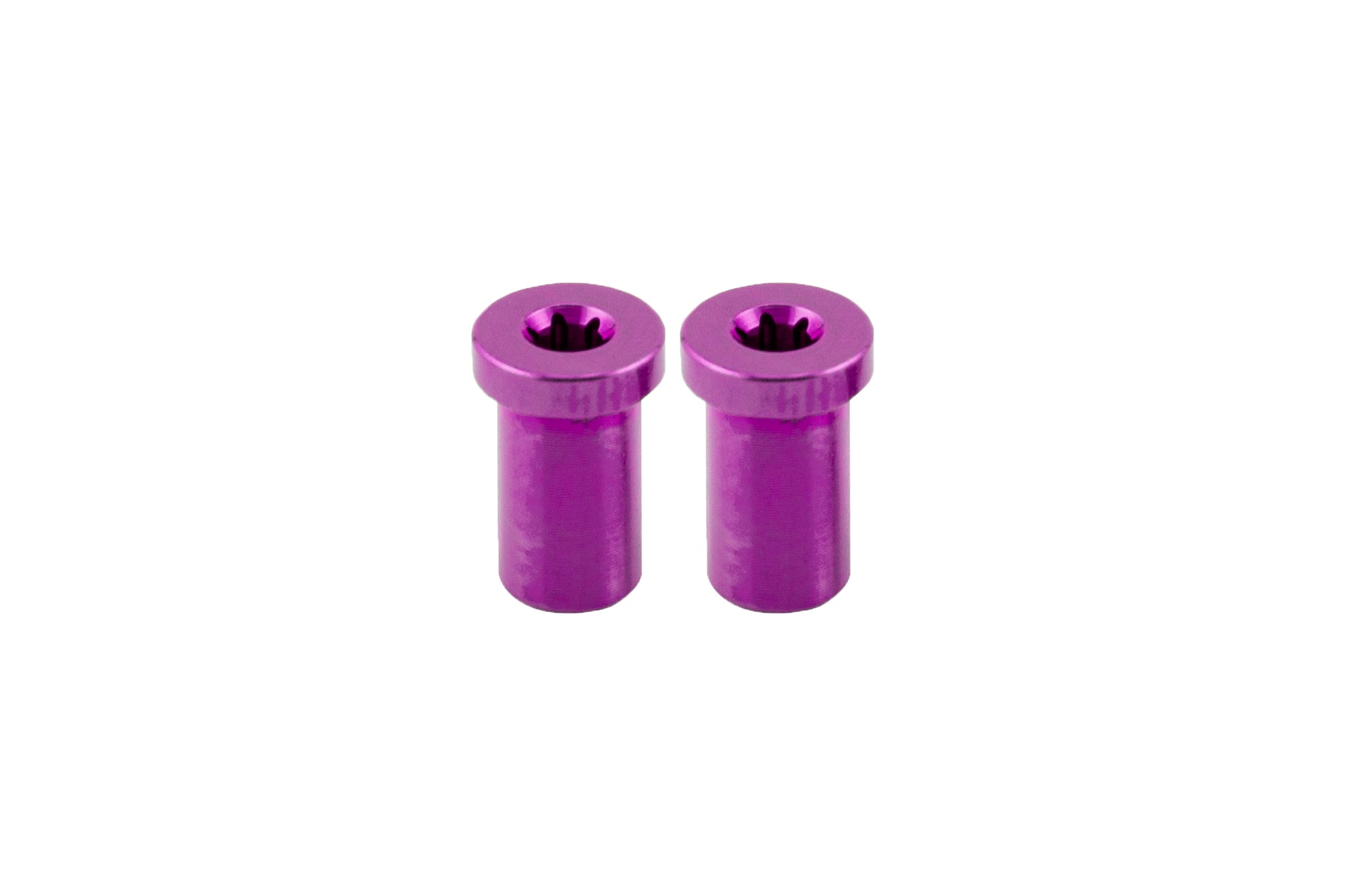 2 Magenta Flat Head Titanium pivots side by side on white background