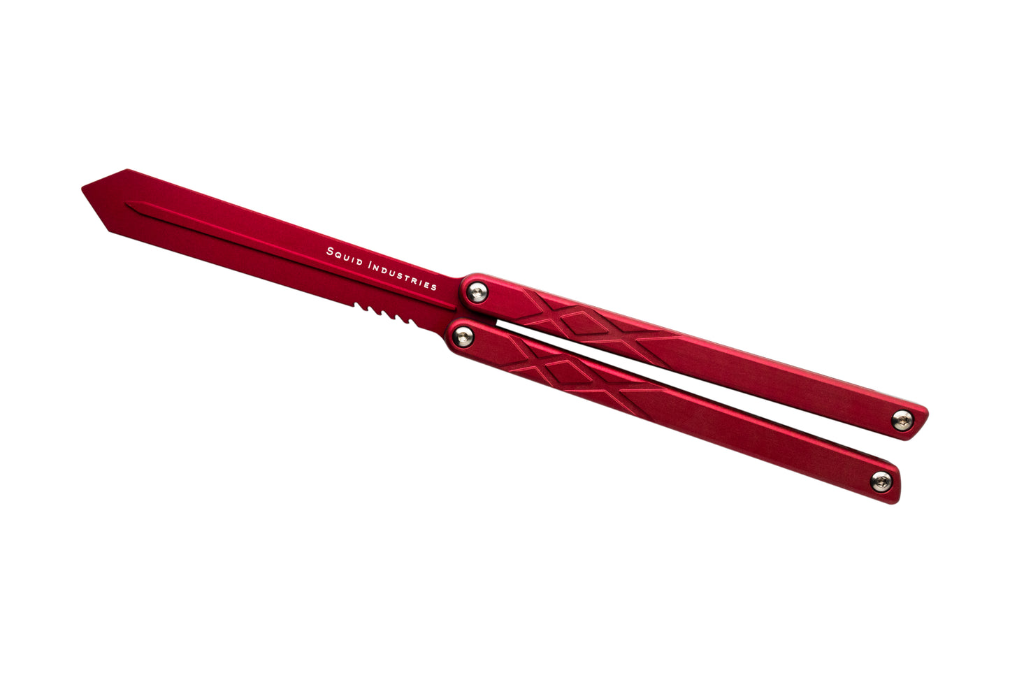 Red Blade Silver Hardware Red Handles Clearance Blemished Swordfish Balisong Butterfly Knife Trainer