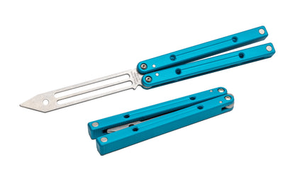 teal blue squidtrainer butterfly knife trainer balisong