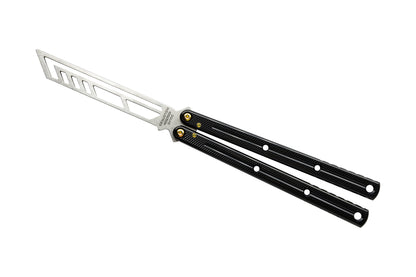 titanium gold hardware black krake raken v3 balisong butterfly knife trainer