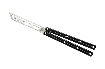 titanium green hardware black krake raken v3 balisong butterfly knife trainer