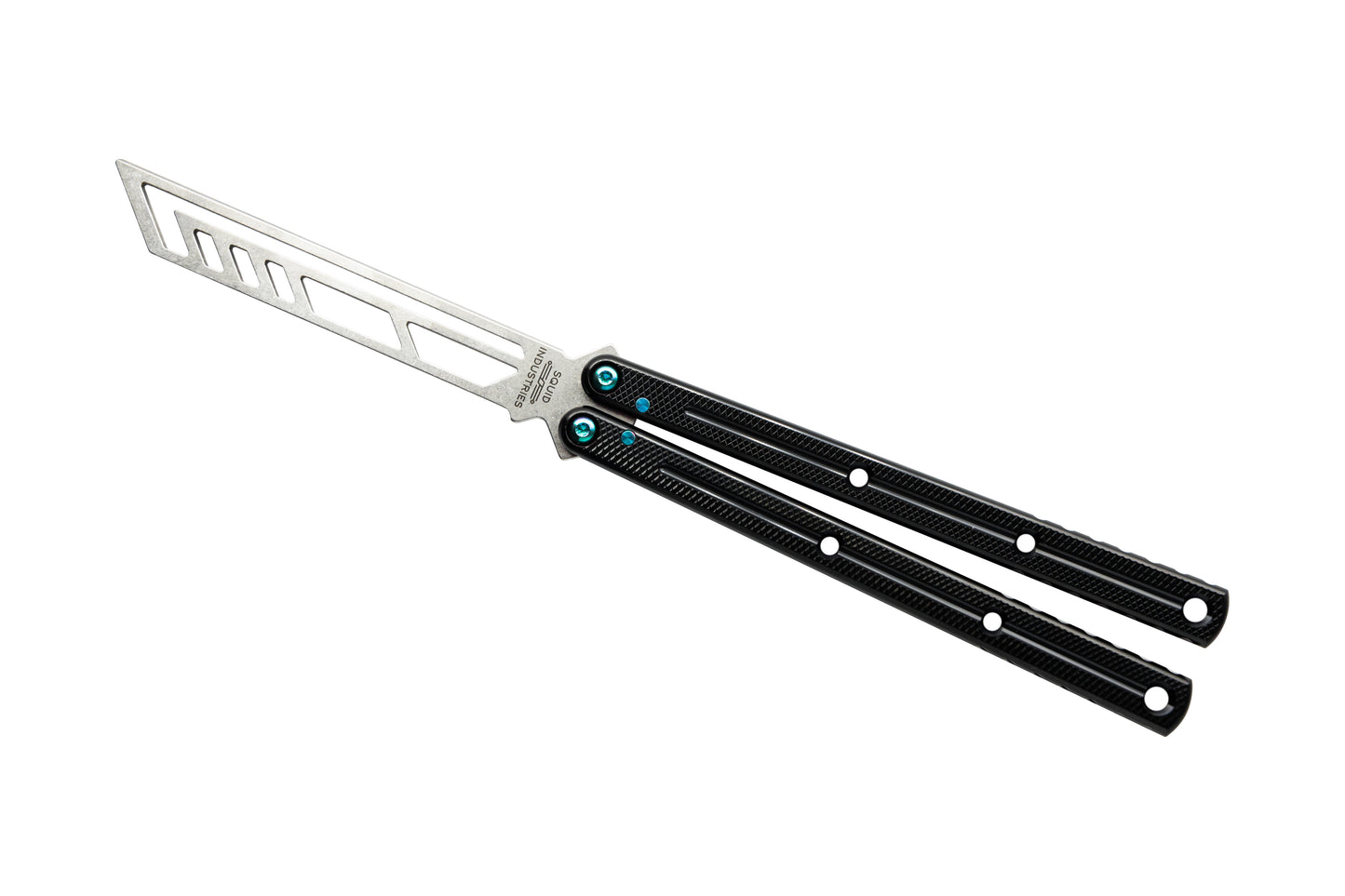 titanium teal hardware black krake raken v3 balisong butterfly knife trainer
