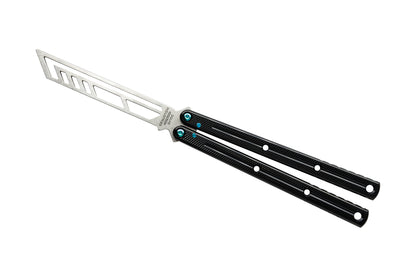 titanium teal hardware black krake raken v3 balisong butterfly knife trainer