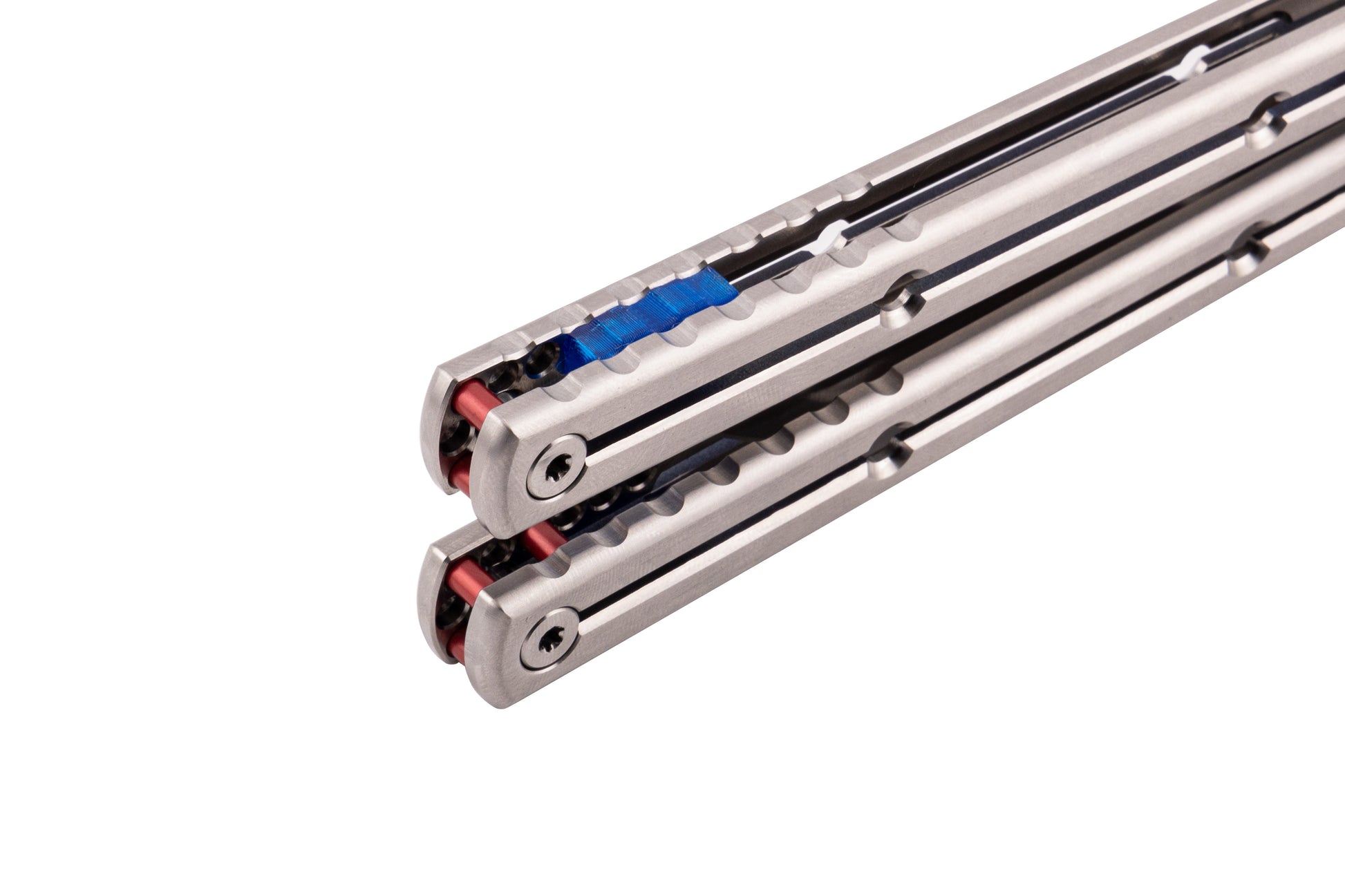 Zippy Spacer Blue with red weight pins on Titanium krake raken handles