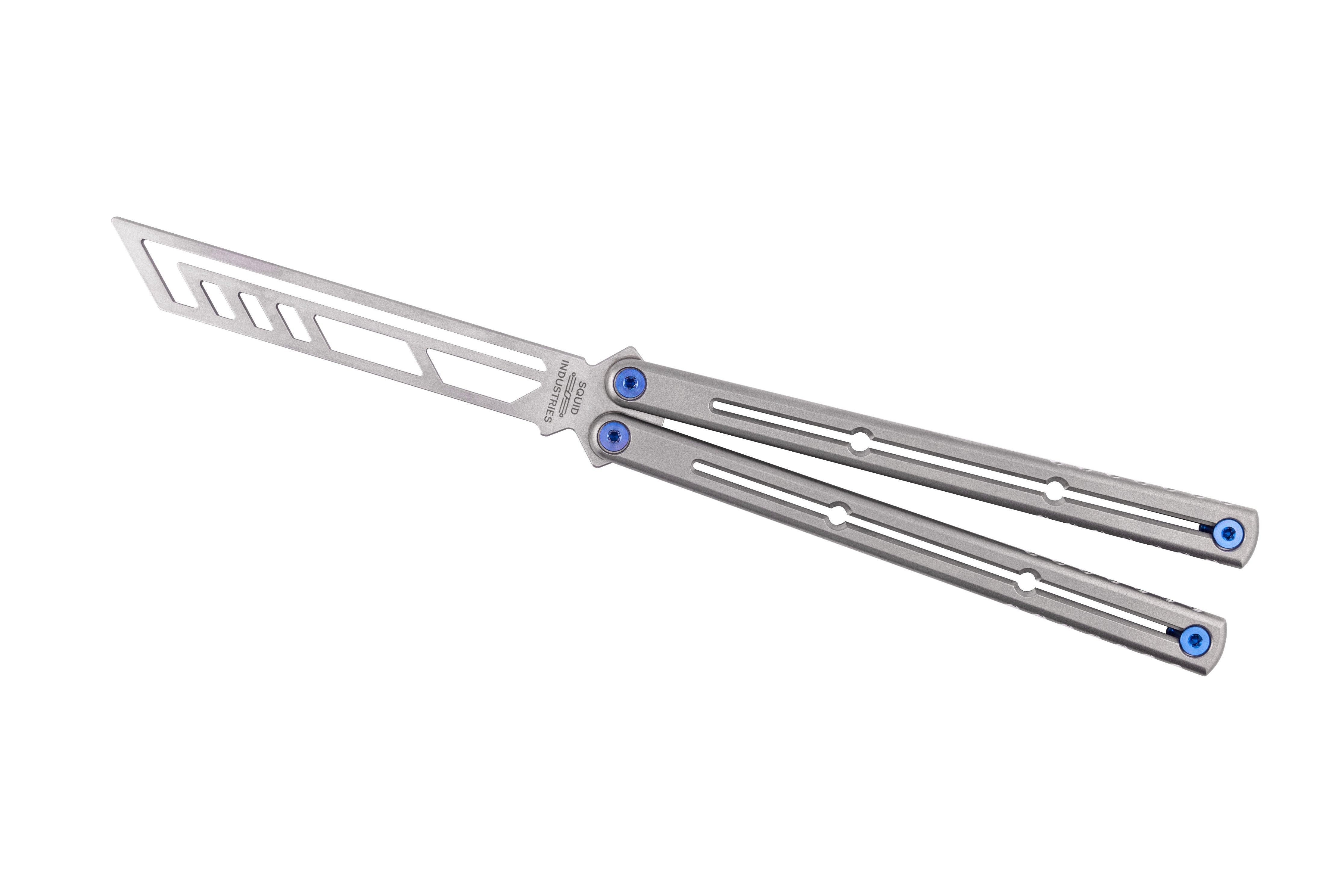 SQUID INDUSTRIES チタン、バタフライナイフトレーナー Titanium Krake Raken Trainer | USA Made Titanium Skill Toy – Squid