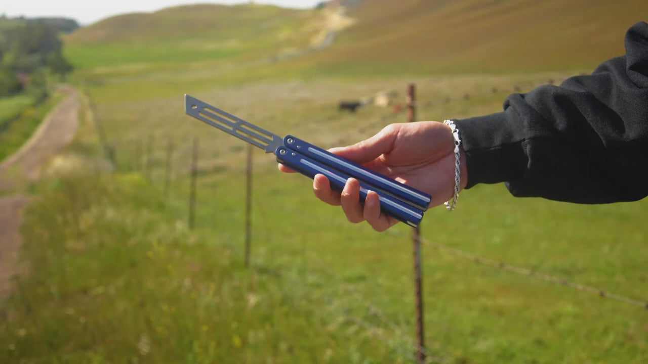 Squid Industries dual-tone triton Channel Balisong Butterfly Knife Trainer 