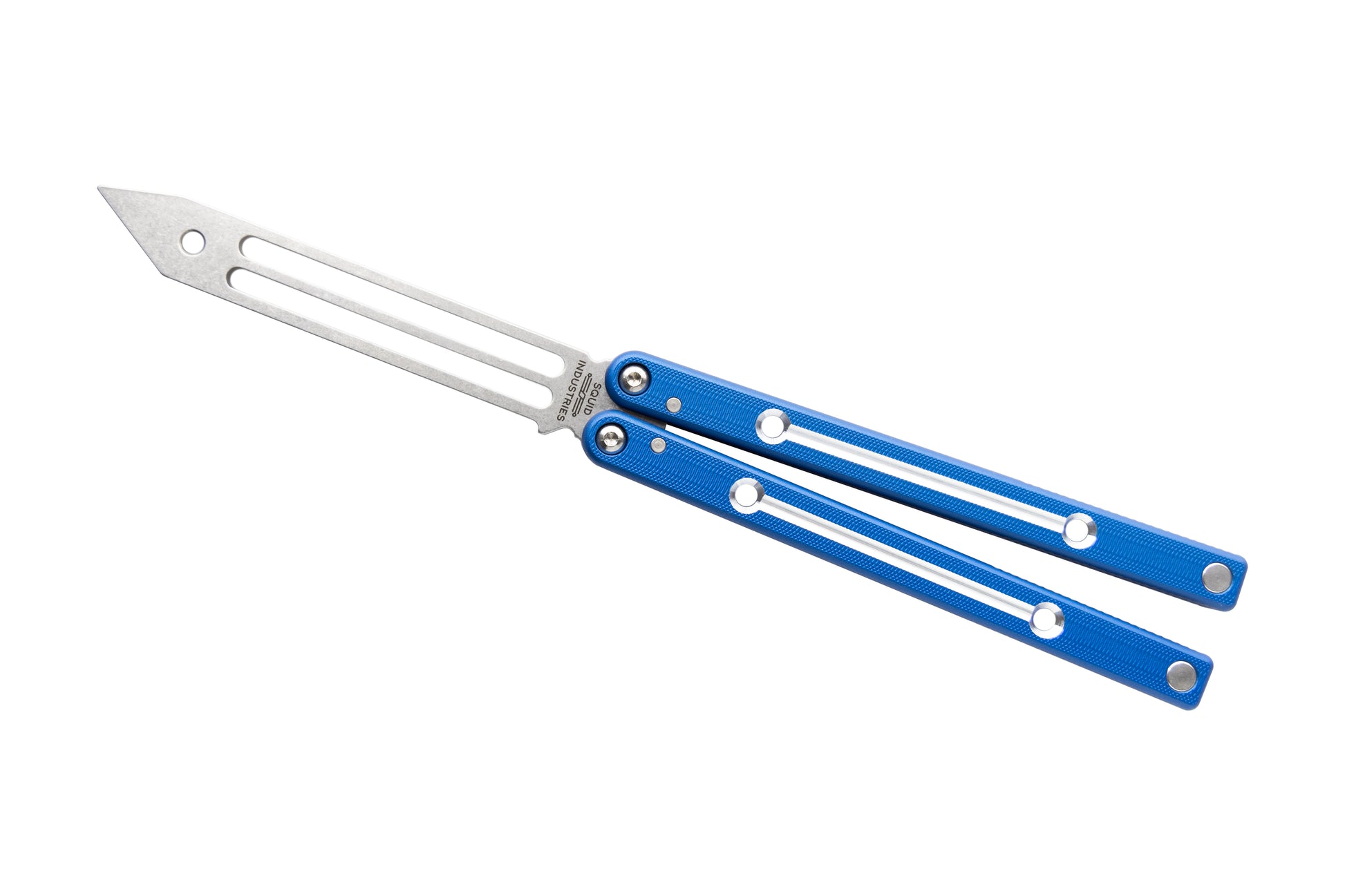 blue dual tone squidtrainer V4 Balisong Butterfly Knife Trainer 