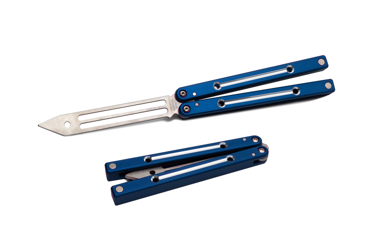 blue dual tone squidtrainer V4 Balisong Butterfly Knife Trainer 