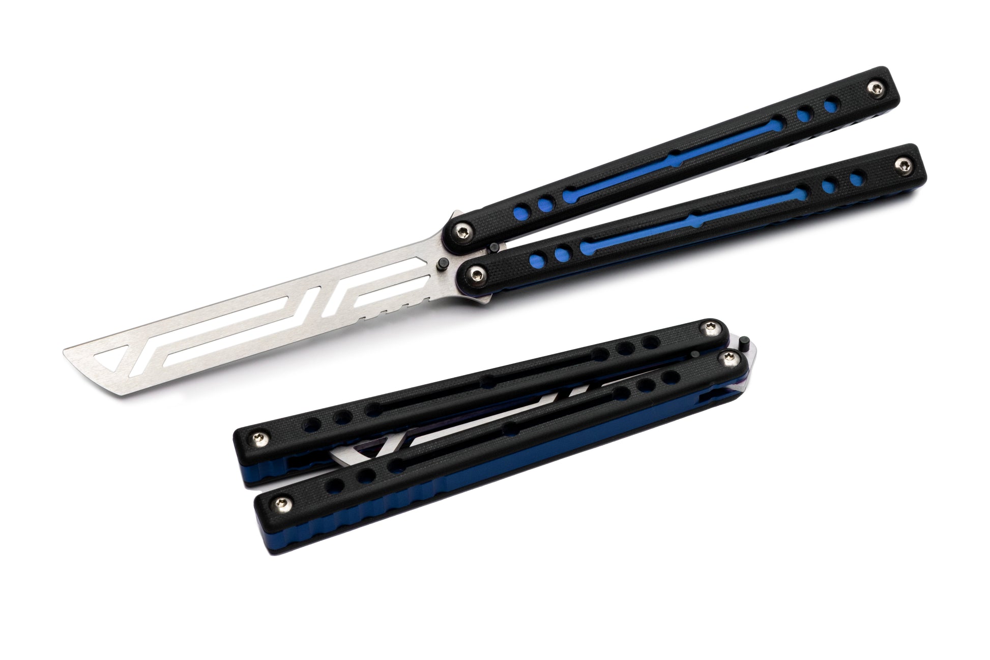 blue Nautilus V2 Butterfly Knife trainer balisong