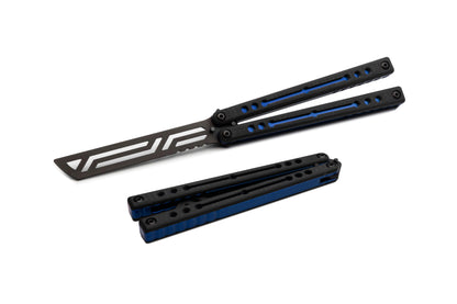 blue inked nautilus v2 butterfly knife trainer balisong