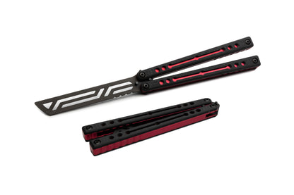 red inked nautilus v2 butterfly knife trainer balisong