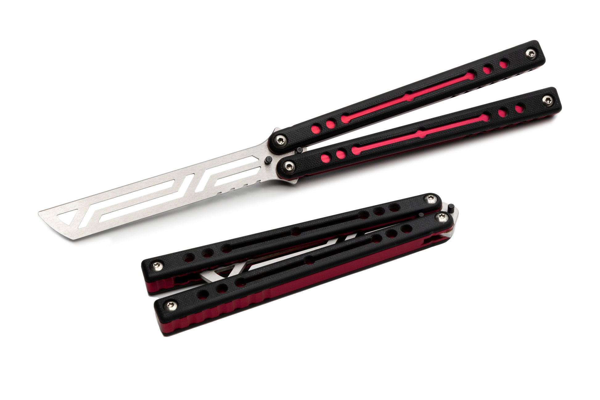 Red NautilusV2 balisong with g10 scales