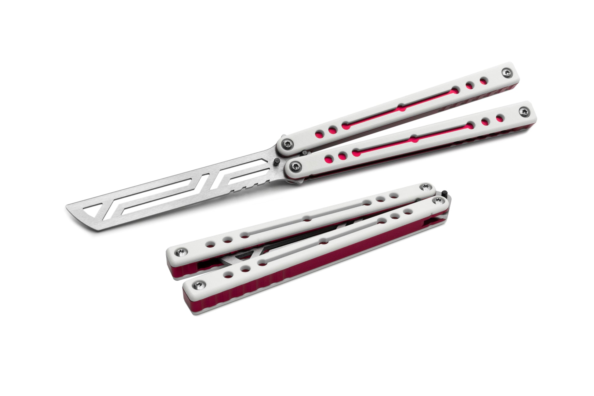 Winter Red NautilusV2 balisong with g10 scales