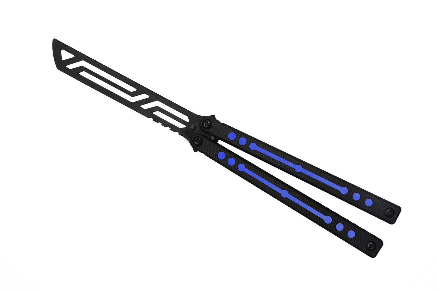 blue inked nautilus v2 butterfly knife trainer balisong