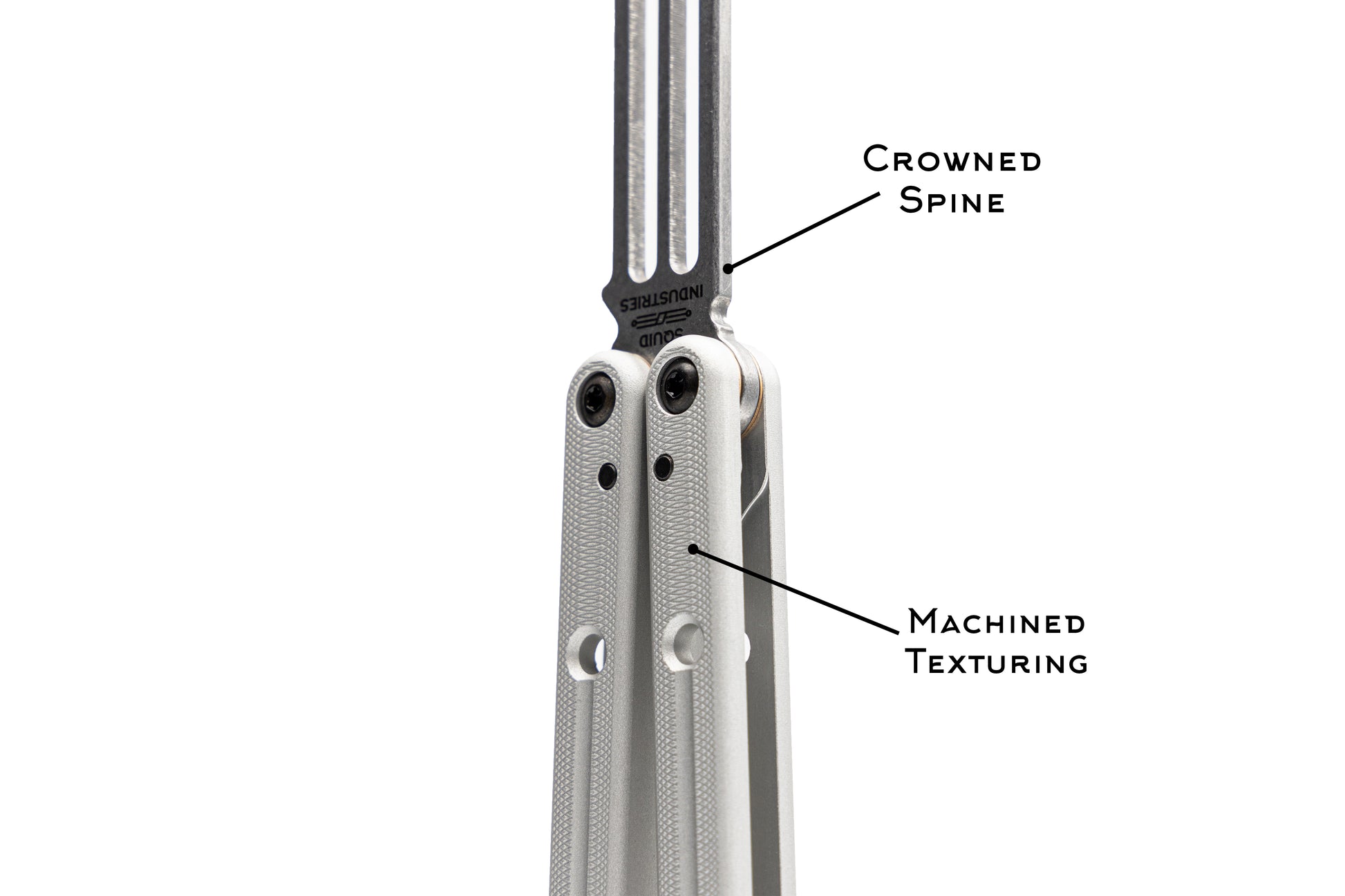 blue squidtrainer butterfly knife trainer balisong machined texturing 