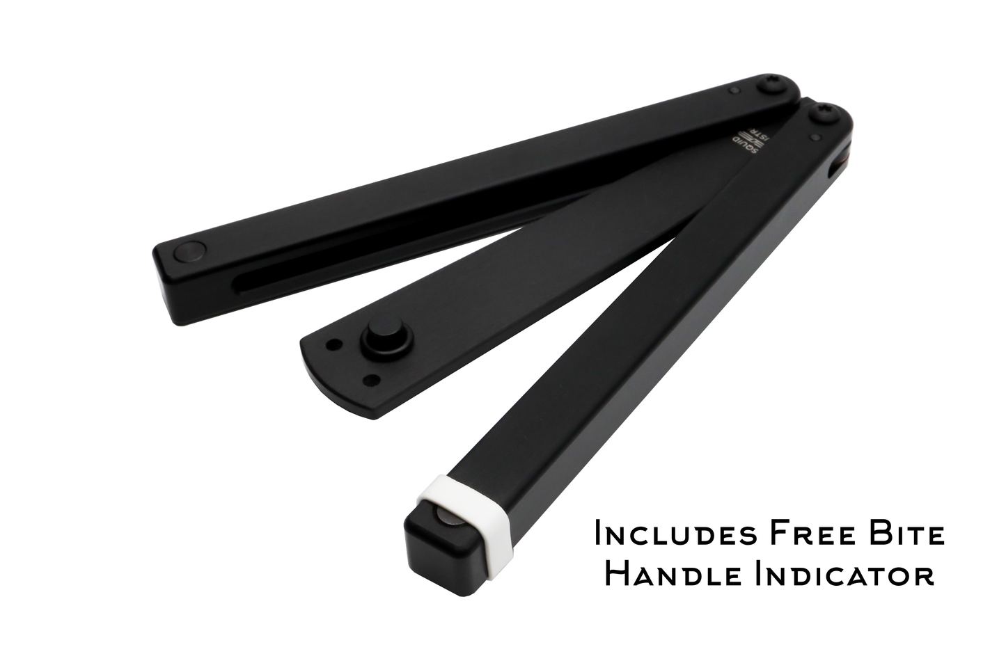 Squiddy-b balisong butterfly knife trainer fidget toy in open position