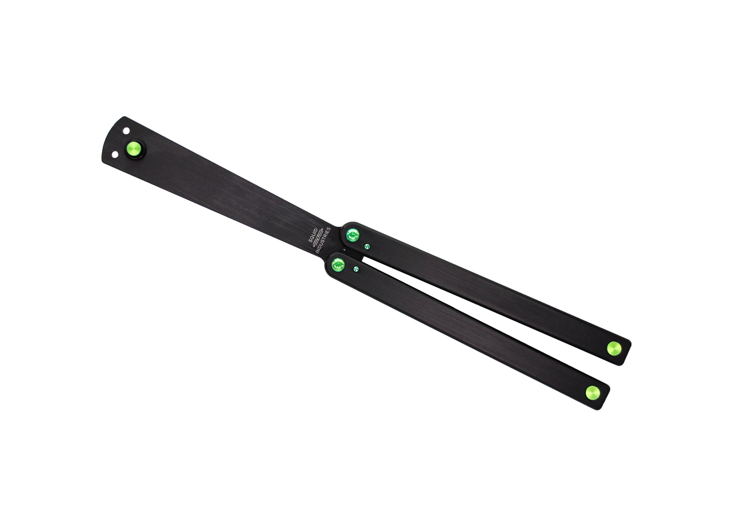 titanium green squiddy-b balisong butterfly knife trainer plastic fidget toy