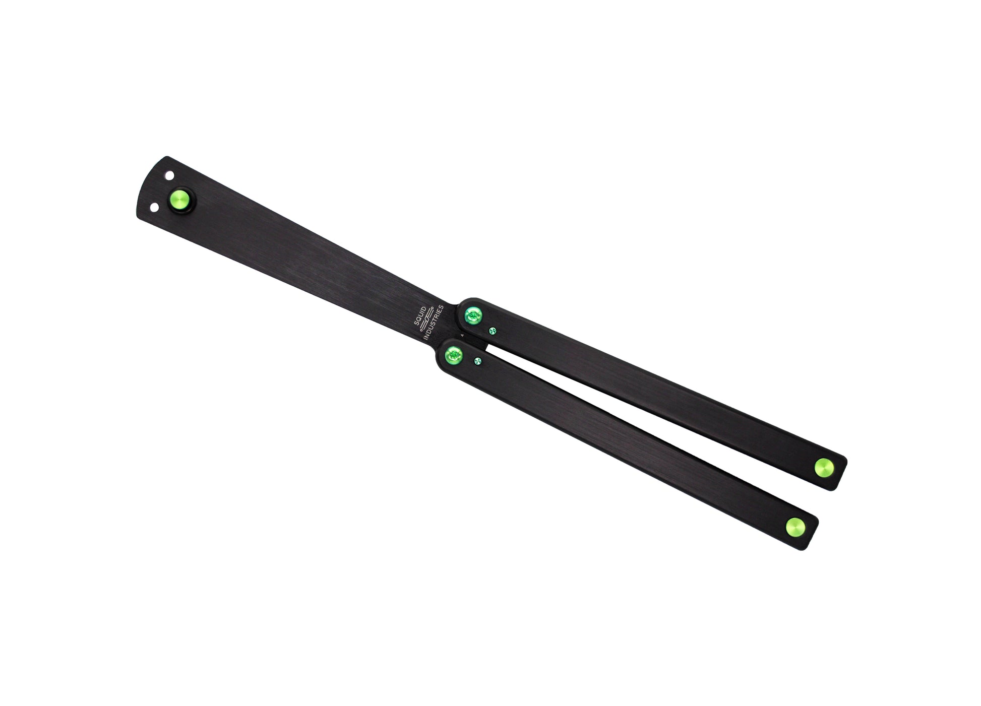 titanium green squiddy-b balisong butterfly knife trainer plastic fidget toy