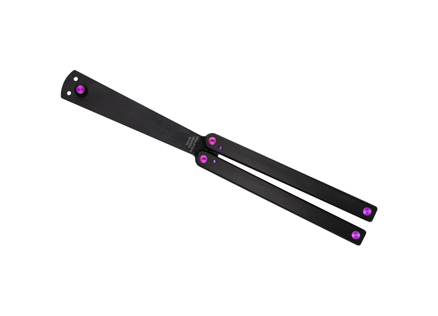 titanium magenta squiddy-b balisong butterfly knife trainer plastic fidget toy