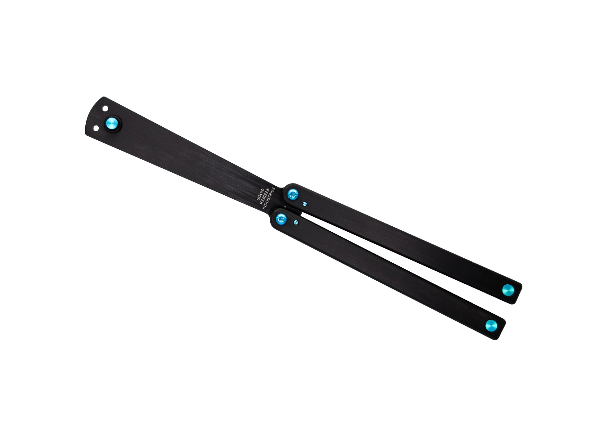 titanium teal squiddy-b balisong butterfly knife trainer plastic fidget toy