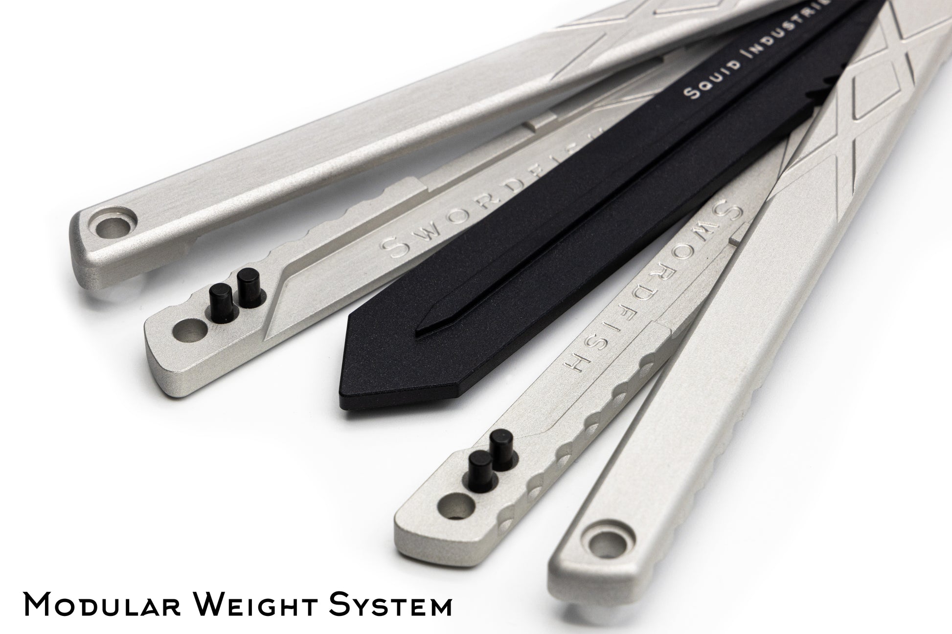 swordfish balisong butterfly knife trainer modular weight system weight pins