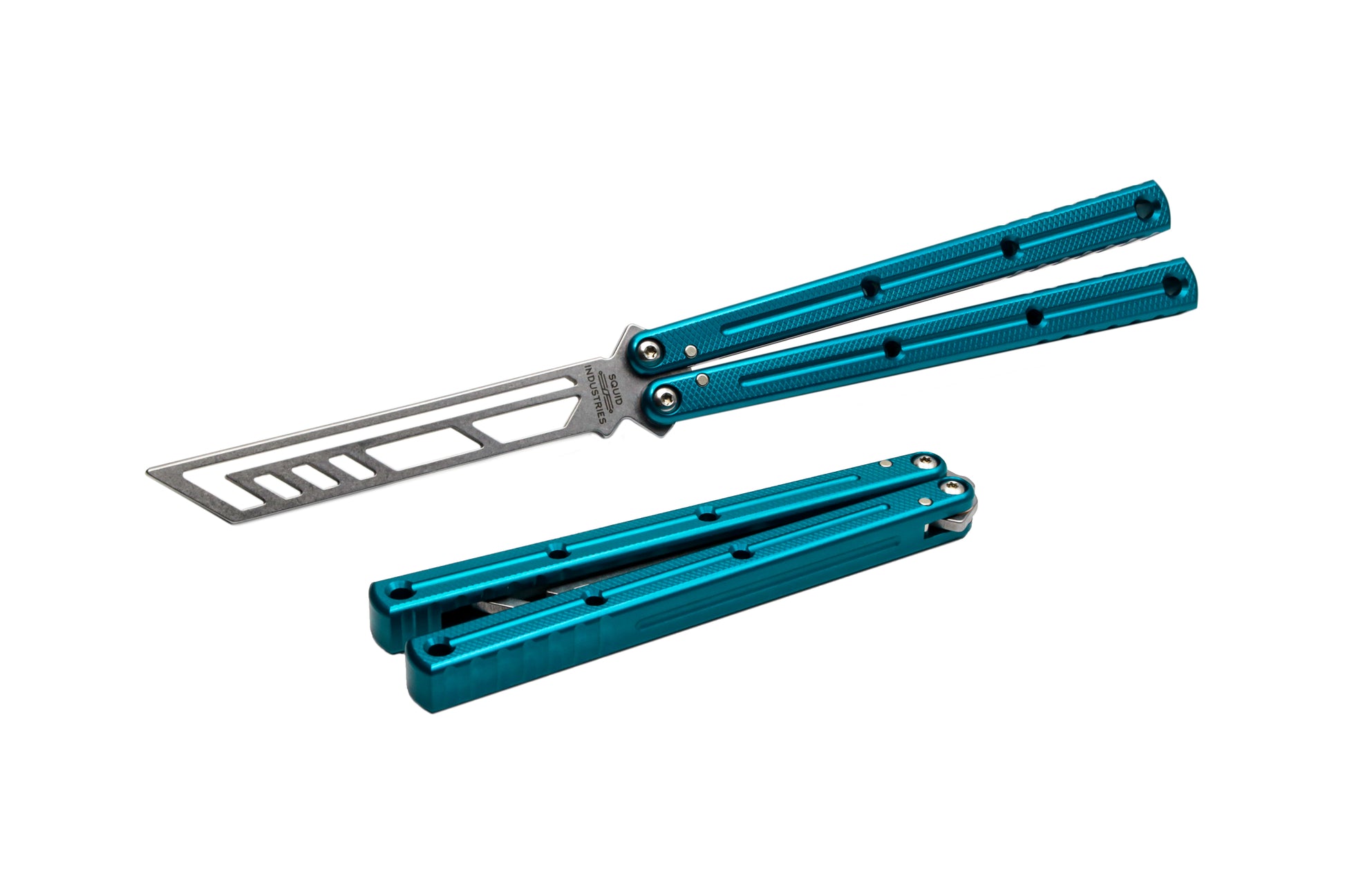 teal krake raken v3 butterfly knife trainer balisong