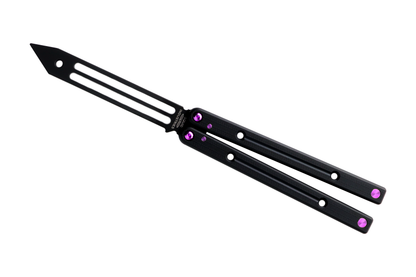 magenta titanium inked black squidtrainer v4 balisong butterfly knife trainer  